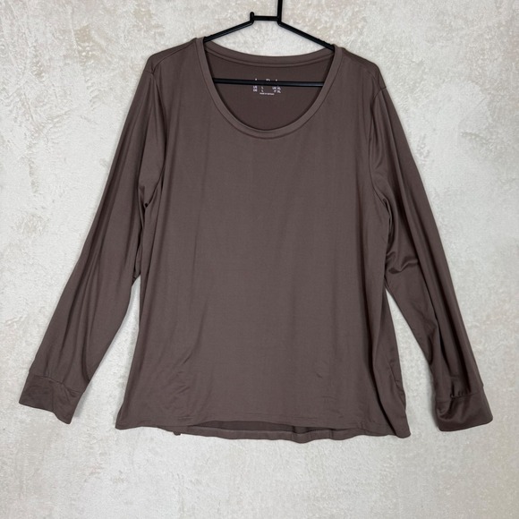 AnyBody Tops - AnyBody Womens Brown Long Sleeve Scoop Neck Top Size L Stretch Basic Layering